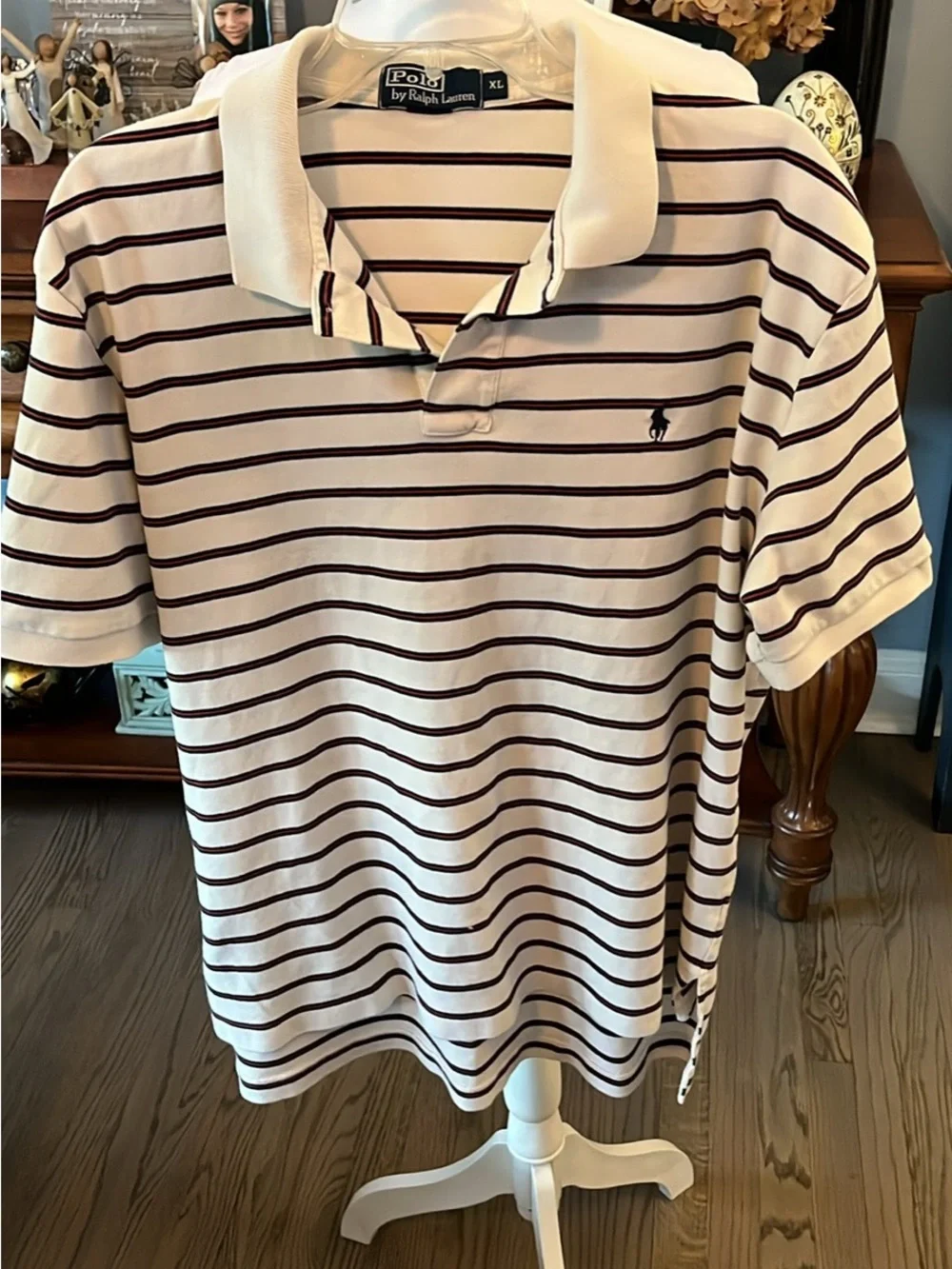 Ralph Lauren Polo Shirt White with Black Stripes